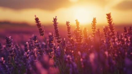 Lavender at the sunset