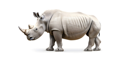 Obraz premium Rhinoceros animal side view isolated on white background