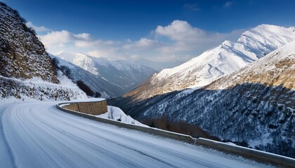 Snow-covered mountain pass