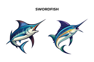 Detailed Swordfish fish vector illustration. Perfect for culinary, marine, and environmental designs. High-quality vector for easy customization. Ideal for menus, packaging, education, and web graphic