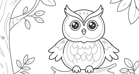 Fototapeta premium Couple owl as coloring book