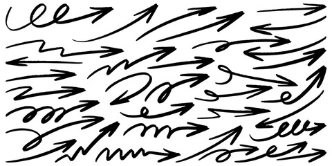 Set of Hand drawn vector arrows doodle on white background. design element vector illustration.