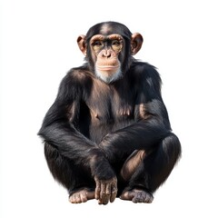 Fototapeta premium A Curious Chimpanzee Sitting on a White Background