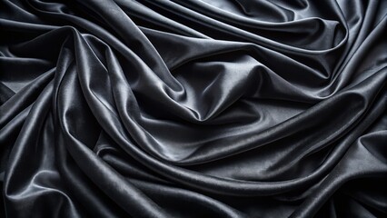 Obraz premium Luxurious black velvet background with subtle texture and soft folds, evoking sophistication and refinement, perfect for showcasing high-end products or jewelry.