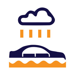 car, flood, disaster, icon, cloud, rain, car flood disaster icon