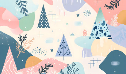 Illustration of cityscape with Urban Countryside with full moon and snow, Merry Christmas and winter season, paper art and craft style. paper art design