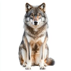 Fototapeta premium Wolf Portrait on a White Background