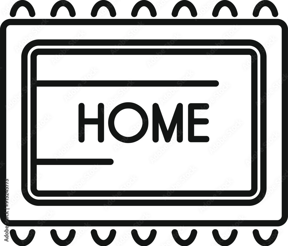 Poster simple line icon of a button with the word home for use on websites and apps