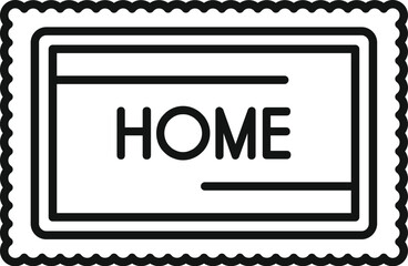 Simple line drawing of a sign with the word home on it, great for housewarming party invitations or decorations