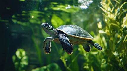 Obraz premium Turtle in Aquarium