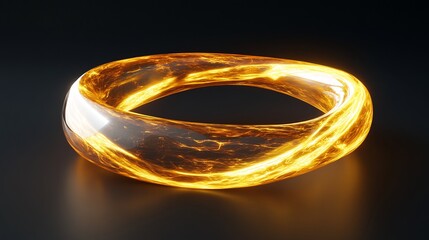 Glowing Golden Ring on a Black Background