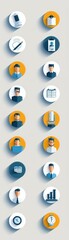Fototapeta premium A collection of icons with a blue and yellow background