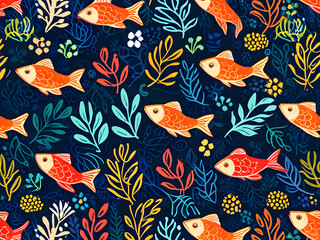 Obraz premium seamless pattern with fishes,Ai generated 