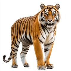 Fototapeta premium A Majestic Tiger Standing on a White Background