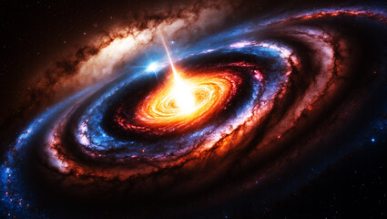 A galaxy swirling with heavenly fire, its core a brilliant beacon of light in the depths of space