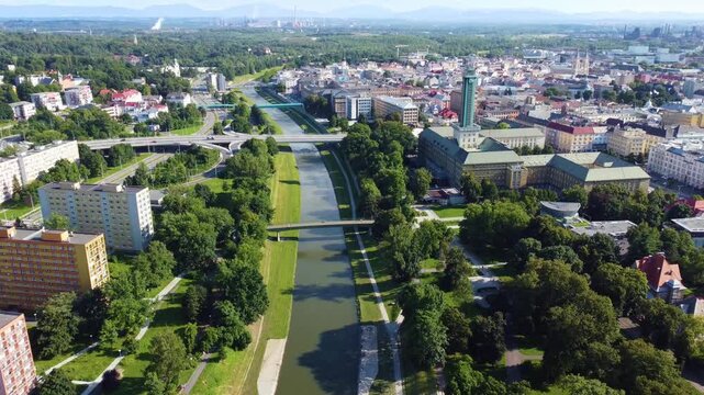 Aerial view of Ostrava in summer, a city in the Czech Republic