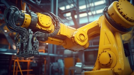 Industrial Robot Arm in a Factory