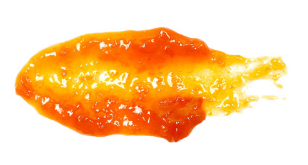Apricot jam, marmalade spread isolated on white background and texture