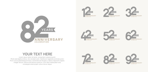 anniversary set, grey color with ribbon for celebration event