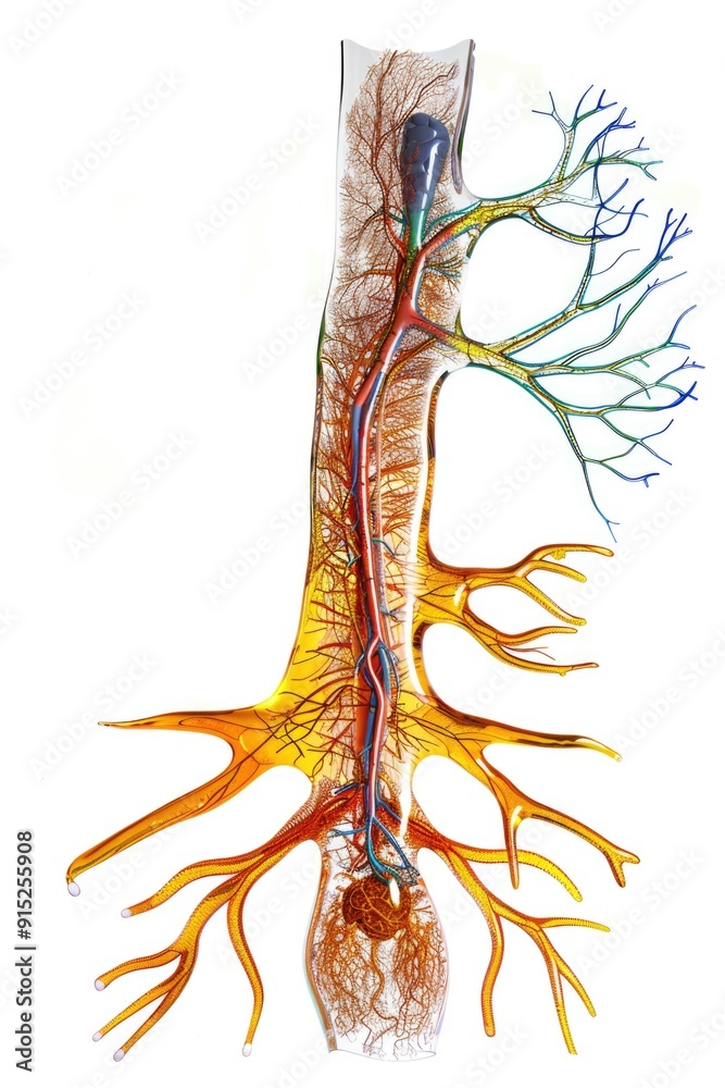 Poster A realistic illustration of a tree's structure, featuring its branches and roots