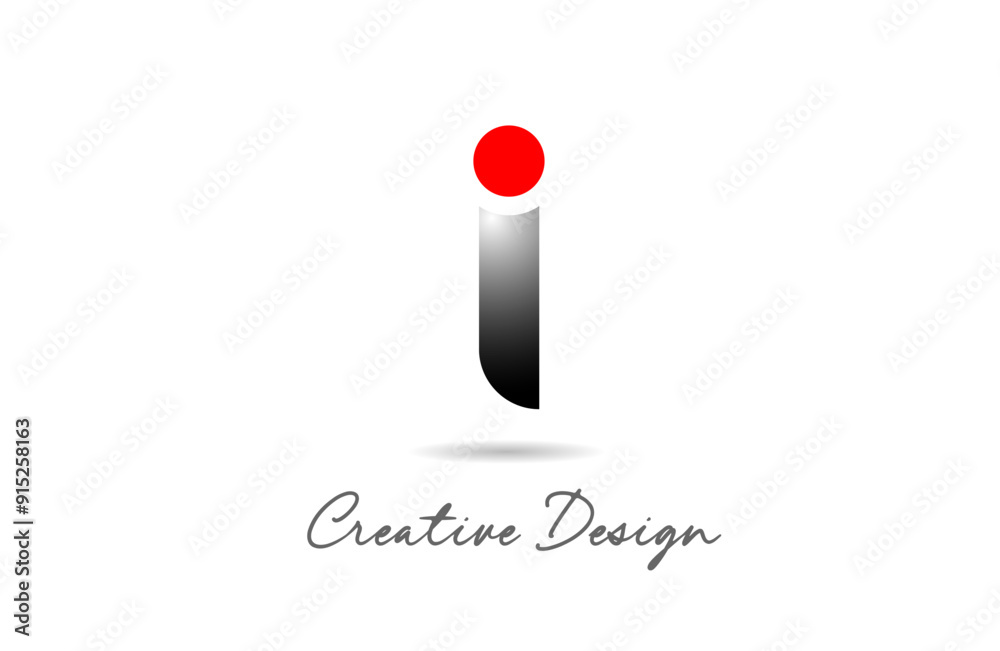 Wall mural I letter alphabet logo icon design in black color with red dot circle for company and business