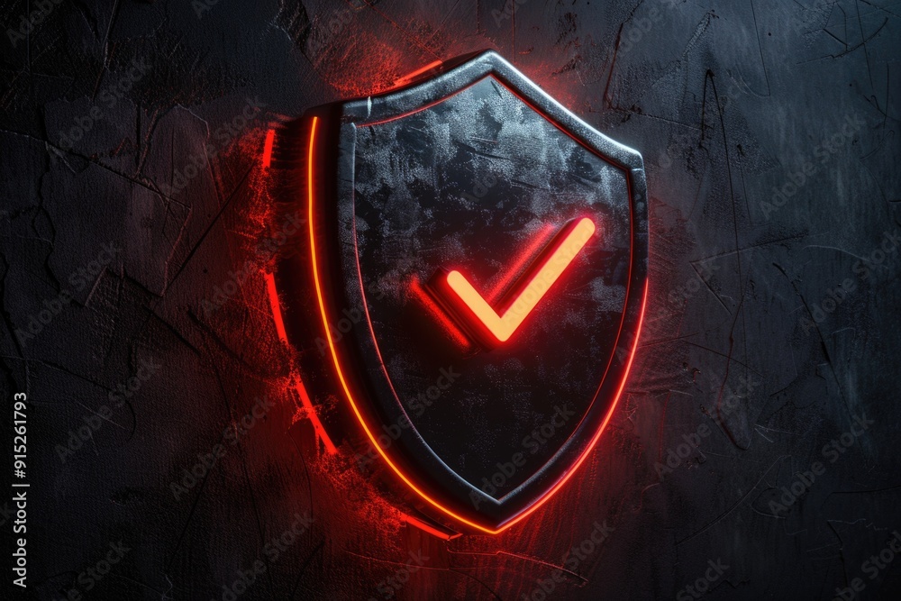 Aufkleber a protective glowing shield with a check mark indicating approval or completion