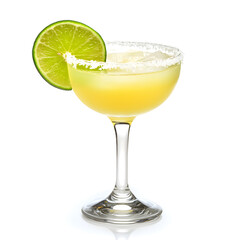 Fototapeta premium Margarita cocktail with lime isolated on white background