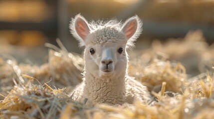 Fototapeta premium Portrait of a Curious Alpaca