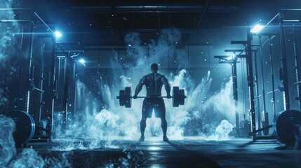 Obraz premium Powerful Silhouette: Strong Man in Action