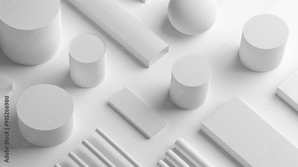 Aufkleber a collection of white objects placed on a white background