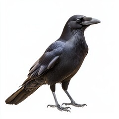 Obraz premium Black Raven on a White Background