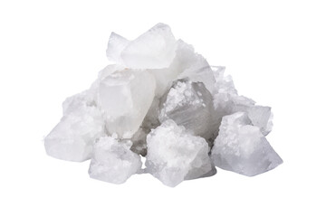 Obraz premium Crystal Clear Himalayan Salt Rocks Piled Together Glimmering in Natural Light on Transparent PNG Background.