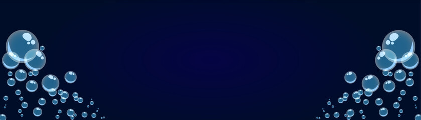 Air bubbles flat cartoon banner border, soap foam oxygen bubbles, vector design template.