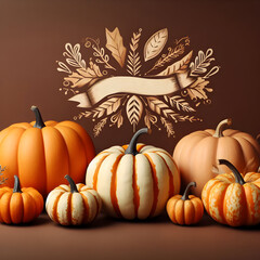 Thanksgiving Message Brand with Pumpkins