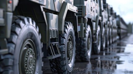 Fototapeta premium Military Vehicles Lined Up