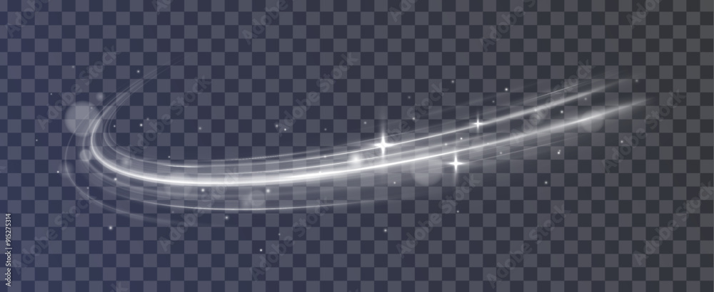 Aufkleber Glowing white spiral on isolated background for your New Year design. Speed ​​abstract lines effect. Luminous white circle. 