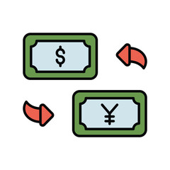 money exchange color line icon with white background vector stock illustration
