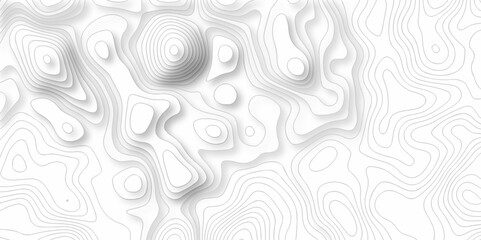 Topography wave line vector grid map. white wave line geography landscape Topo contour map on white background. Geographic mountain relief diagram line wave carve pattern.