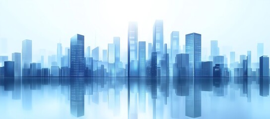 Modern architecture with reflective flooring, featuring blue technology glass skyscrapers, graphic resources, wallpapers, brochures, websites, banner designs, advertisements, internet, and backgrounds