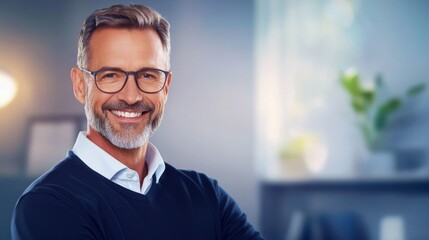Fototapeta premium a man with glasses smiling