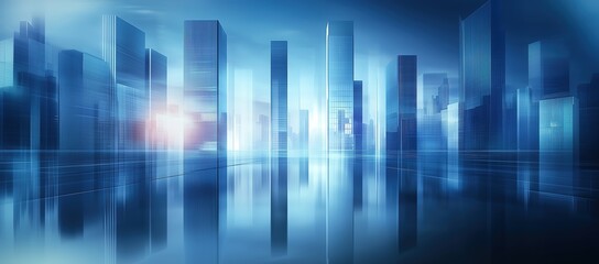 Blue glass commercial building skyline skyscraper background, building blue background for corporate and commercial brochure templates