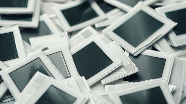 Pile of vintage photo slides in plastic frames