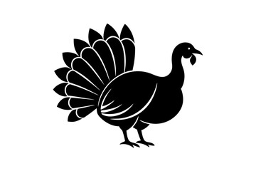 Black Turkey Mascot Logo on Black Background with 'Turkey' Text - Printable Design File