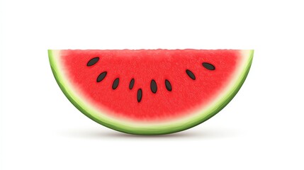 A single slice of fresh watermelon isolated on a white background.