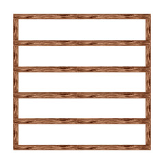Bookshelf, bookcase. Horizontal frame of planks with wooden texture. Home interior item, furniture. Hand drawn watercolor illustration isolated. Template with copy space for card, website, bookstore.