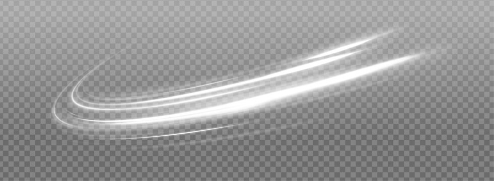 Realistic set of snow storm or wind swirls isolated on transparent background. Vector illustration of white spiral, wave, curve vortex effect. 