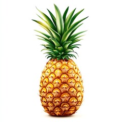 Fototapeta premium Pineapple on solid white background, single object, vector illustration