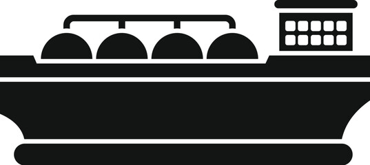 Naklejka premium Black and white icon of a gas carrier ship transporting liquefied natural gas