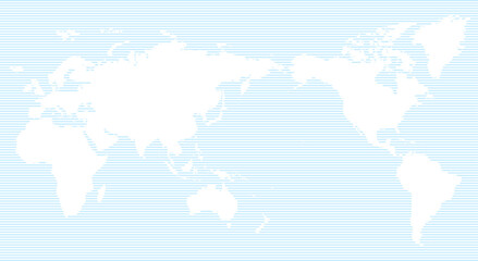 Striped blue and white Asia and Oceania centered world map. Flat vector illustration © Alrika 
