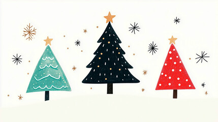 Obraz premium background drawing of 3 short fat christmas trees